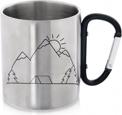 Turistični jekleni lonček s karabinom 350 ml
