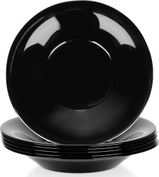 Globoki stekleni krožniki črni 21,5 cm, 400 ml – set 6 kosov