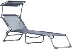 Vrtno nastavljivo ležalnik z nadstreškom, sivo MultiGarden