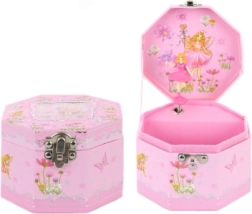 Rožnata glasbena škatlica za nakit z balerino in ogledalcem