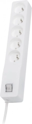 Prenapetostni podaljšek Lestar ZX 510, 5 vtičnic, 1,5 m, bela