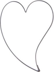 Stainless steel cookie cutter in the shape of a curved heart