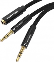 Avdio kabel mini jack 3,5 mm ženska na 2x mini jack 3,5 mm moški Vention BBLBAB 0,6 m (črn)