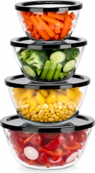 Steklene sklede s pokrovi 4 kosi 750 ml, 1 l, 1,5 l, 2 l