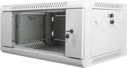 Nastenska 19" namestitvena omarica 4U 600×450 mm s steklenimi vrati – Siva