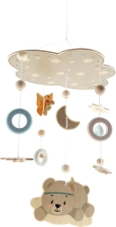 Viseti vrtiljak medvedek iz naravnega lesa