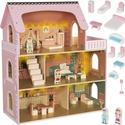 Wooden Dollhouse with LED Lighting and Furniture KRUZZEL