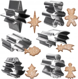 Set mini božičnih rezalnikov iz nerjavečega jekla, 6 kosov (2 cm)