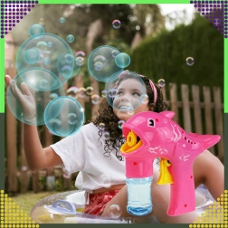 Children's Dolphin Bubble Gun with 2 Refills – Pink