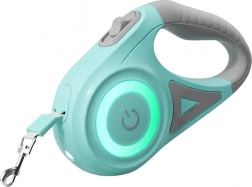 Rojeco avtomatski povodec za pse z LED, 5 m – Zelena