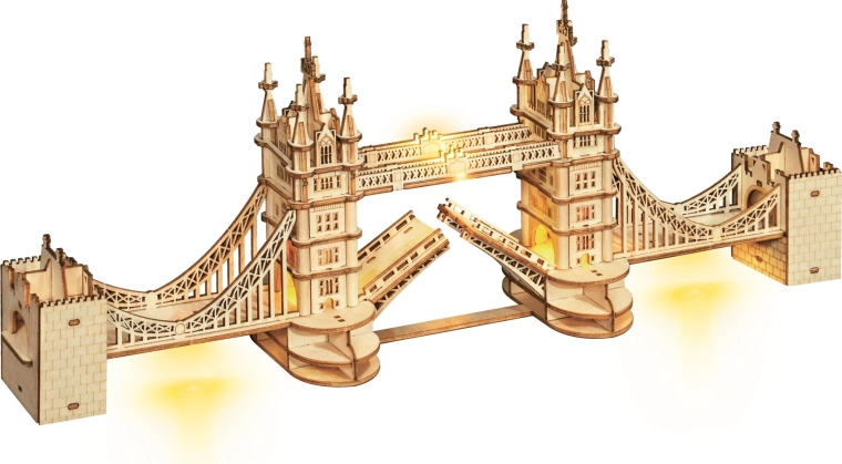 Lesena prostorska 3D sestavljanka Tower Bridge z LED osvetlitvijo