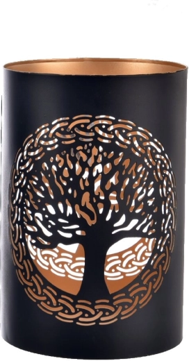 Kovinski svečnik TREE črno-zlat 22 cm