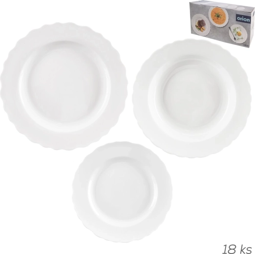 Porcelanasti jedilni servis Mona valovi, okrogel, 18-delni