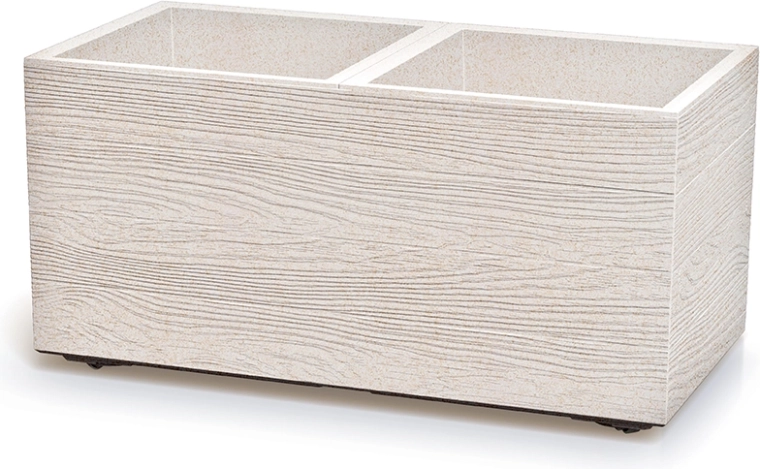 Plastičen cvetlični koritnik Madera Case Eco Wood 77 cm – bel