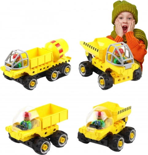 Konstrukcijski set 5v1 betonski mešalnik s prekucnikom, 38 delov + 5 kartic