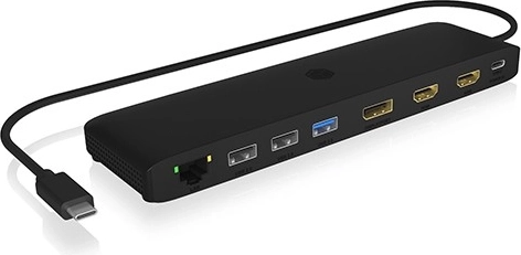 Icy Box USB‑C priklopna postaja 12-v-1 s trojnim video izhodom, HDMI, DisplayPort, LAN in USB