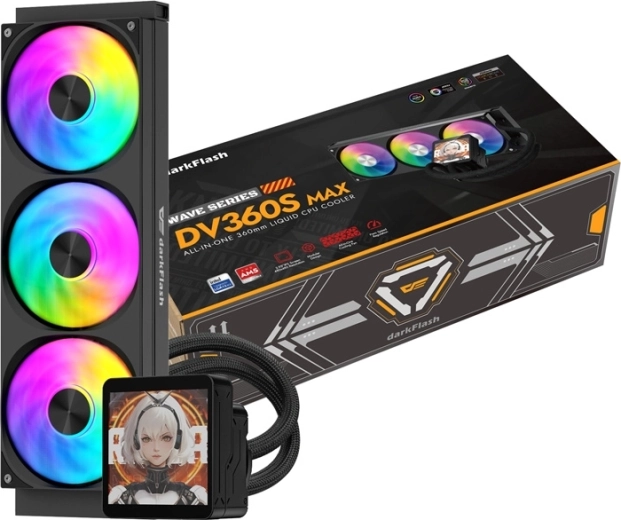Vodeno hlajenje CPU DarkFlash DV360S MAX 360 mm z IPS-zaslonom, črno