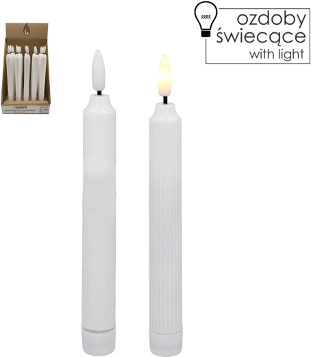 LED sveča na baterije, bela, 16,5 cm