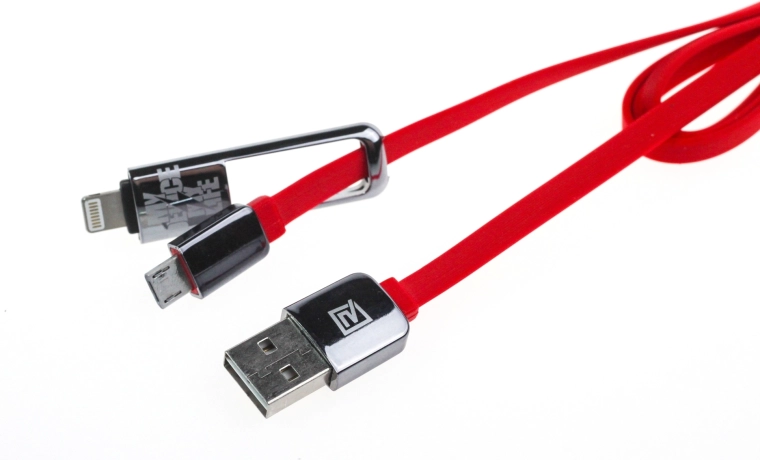 Remax King-Kong 2v1 polnilni in podatkovni kabel 1 m rdeč (USB-A / micro USB + Lightning)