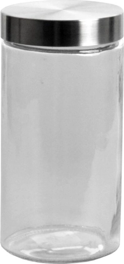 Steklena okrogla posoda 1,7 l z nerjavnim pokrovom