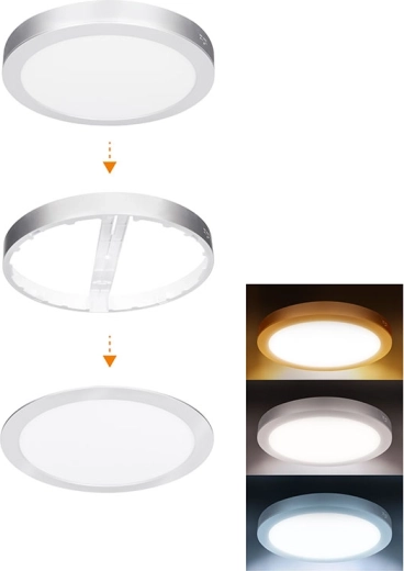 Solight LED mini panel za kopalnico 2v1, 3CCT, 24 W, 2040 lm, okrogel – Srebrna