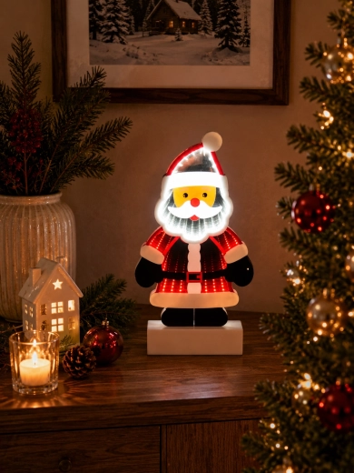 3D božična dekoracija Santa Claus z LED neskončnim zrcalnim učinkom - 1 kos