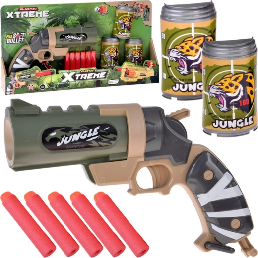 Pistola na penaste naboje JUNGLE s strelskimi tarčami za otroke
