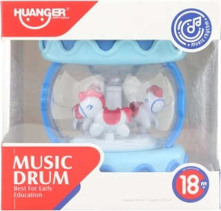 Blue baby drum for a baby with horses with light and sound - 1 piece