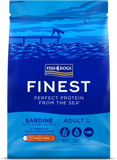 Fish4Dogs Finest briketi za odrasle pse majhnih pasem s sardelami in sladkim krompirjem 1,5 kg