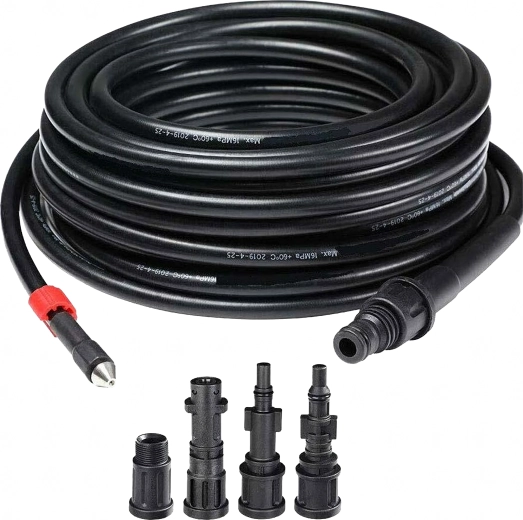 Čistilna cev za odtoke in kanalizacijo 15 m z adapterji za visokotlačne čistilnike