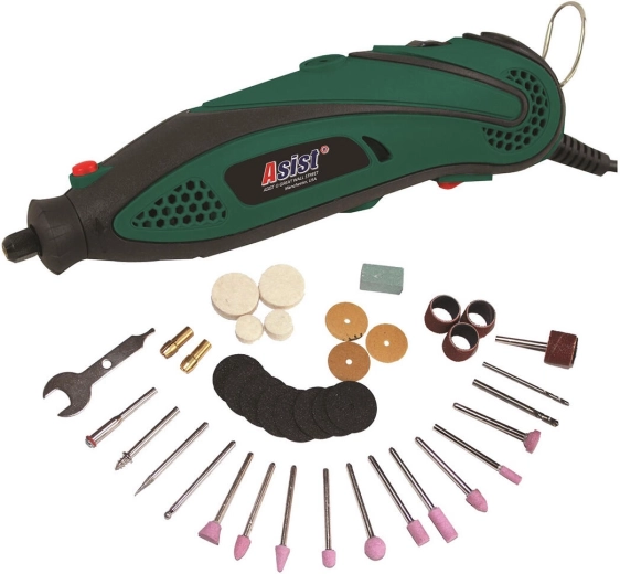 Mini ravnalni brusilnik 135 W v kovčku s priborom ASIST