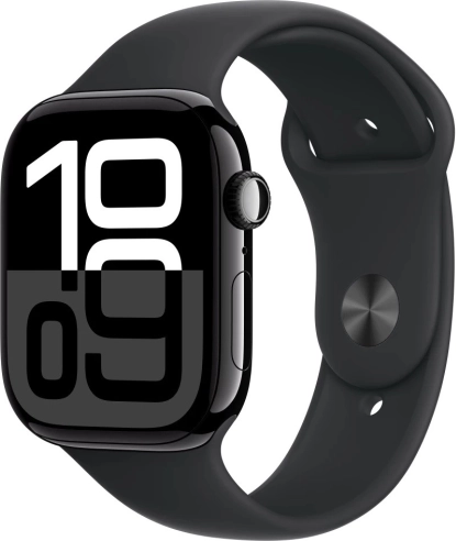 Apple Watch Series 10 GPS 46 mm s črnim športnim paščkom – velikost S/M