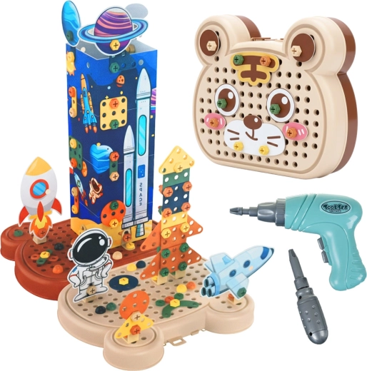 Iso Trade 3D construction set space with electric screwdriver (161 pieces)