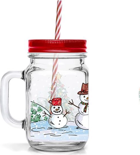 Kozarec s slamico TORO 450 ml – snežak