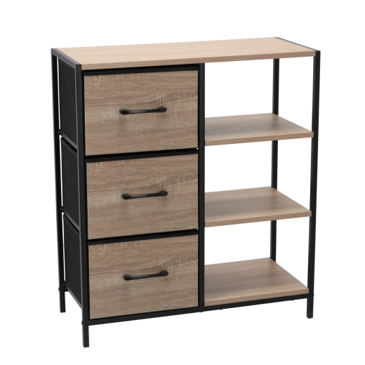 Cabinet with 3 Fabric Drawers and Shelves 70 × 30 × 80 cm