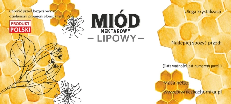 Komplet etiket za lipov cvetlični med 116 × 50 mm, 100 kos