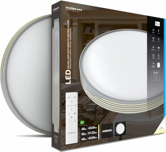 Stropna LED svetilka Modee Smart Lighting A‑C205, 2×48 W, zatemnitvena, z daljinskim upravljanjem