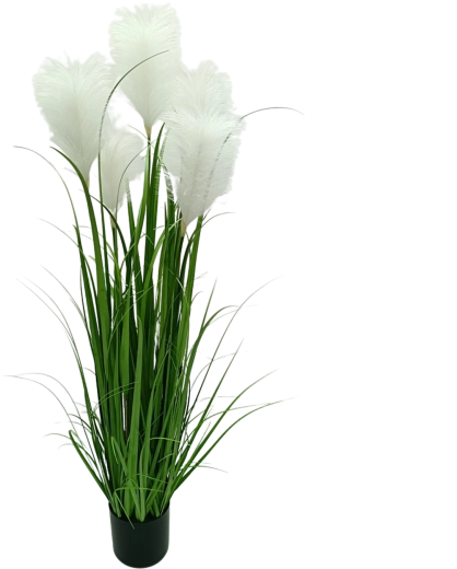 Umetna bela pampas trava v loncu 120 cm Garden Line