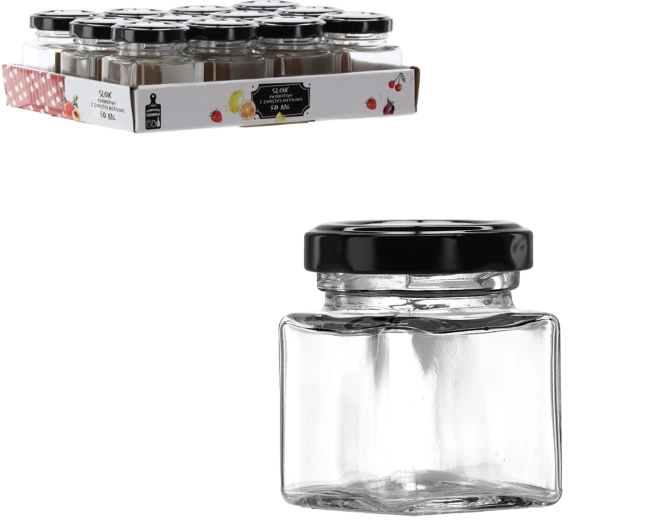 Kozarec 50 ml kvadraten s kovinskim pokrovčkom