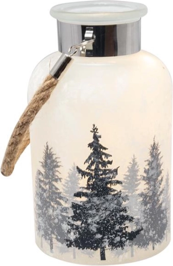 Božični dekorativni kozarec z 10 LED, 18 cm, motiv dreves