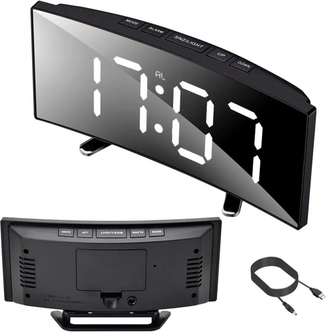 Digitalna LED budilka z zrcalnim zaslonom in termometrom