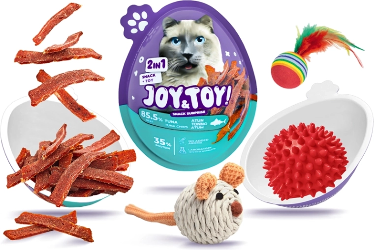 JOY&TOY! jajce za mačke s presenečenjem – tunini čipsi