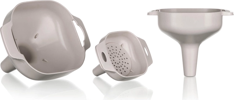 Set plastičnih lijakov s sitkom CULINARIA, 3 kosi, latte