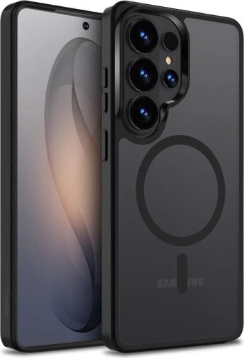 Etui CRONG Hybrid Matte Magnetic z MagSafe za Samsung Galaxy S26 Ultra – črno