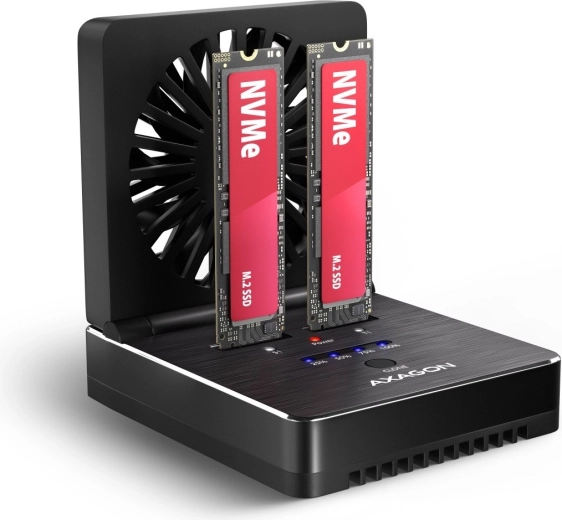 Axagon ADSA-M2C22 Clone Master dokirna in klonirna postaja USB‑C za 2× M.2 NVMe/SATA SSD 20 Gb/s