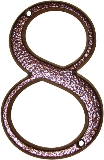 Hišna številka 8 rjava iz cinka, višina 117 mm