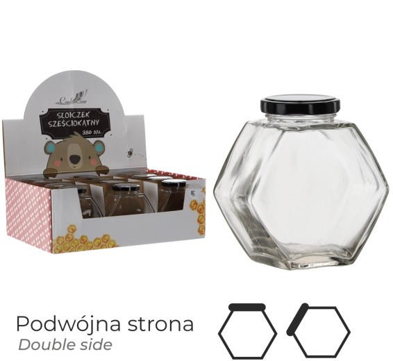 Šesterokotni kozarec z navojnim pokrovčkom 380 ml