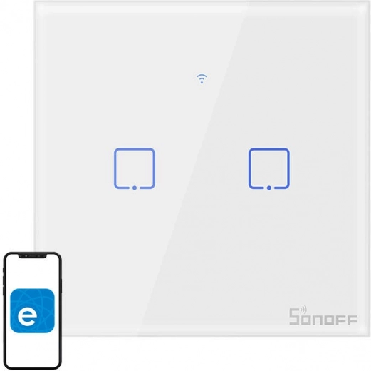 Pametno Wi‑Fi na dotik stikalo SONOFF, 2‑kanalno