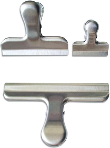 Nerjaveči sponki za vrečke, set 3 kos