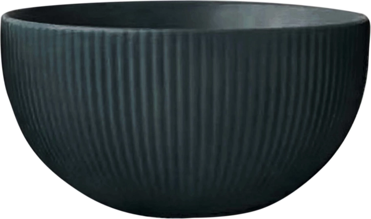 keramična skodelica KITCHISIMO 320 ml, rebrasta, temno zelena